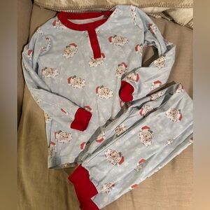 Smockingbird Boys Christmas Vintage Santa Pajama set Blue size 7